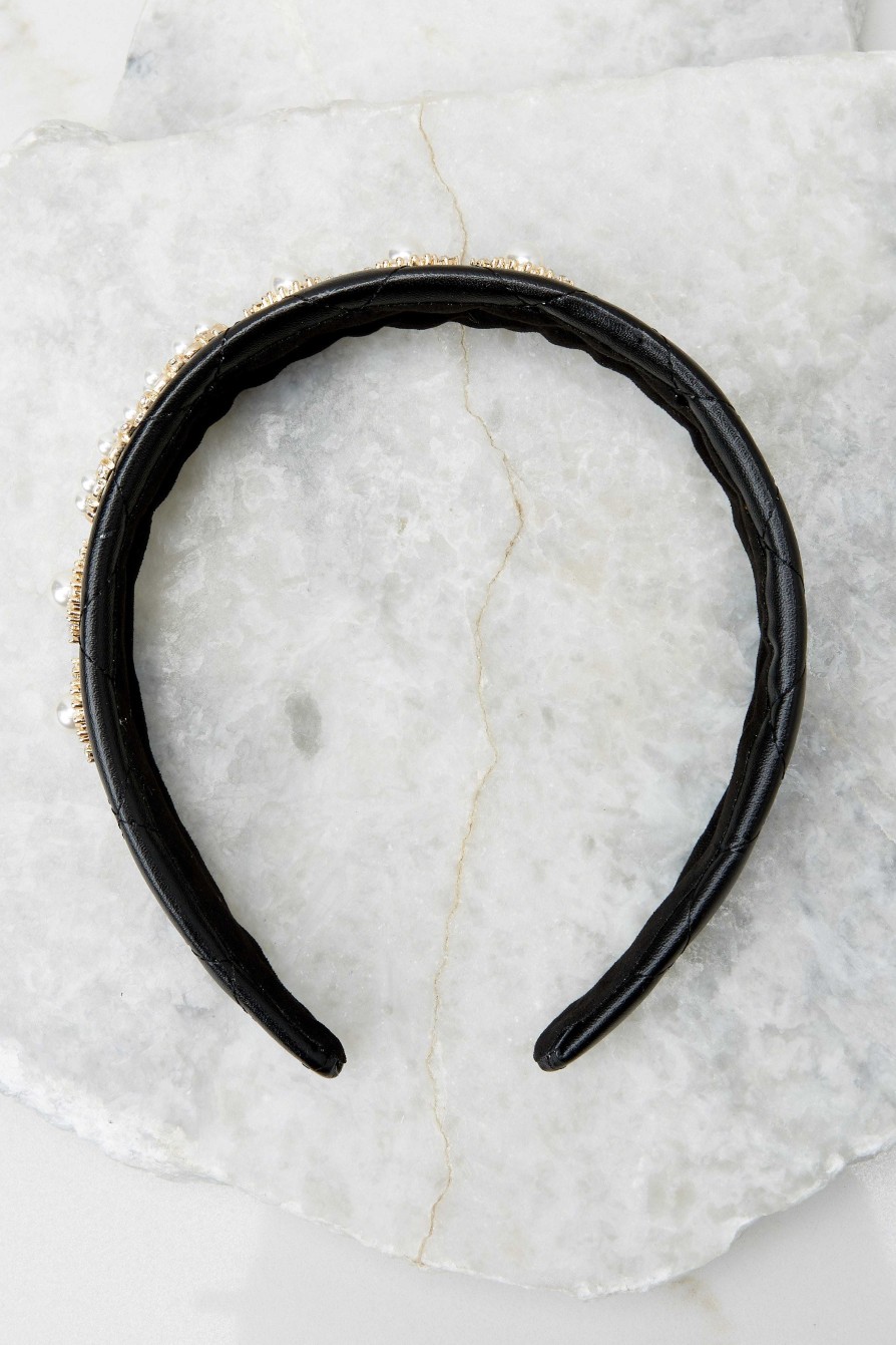 Accessories Red Dress Hair Accessories | Shining And Chic Pearl Headband Black