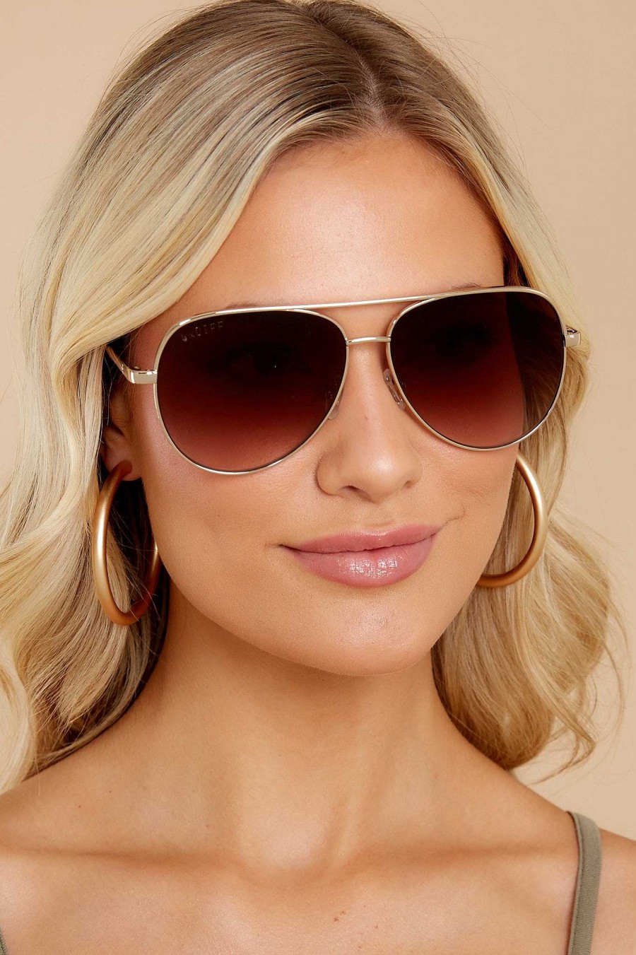 Accessories DIFF Sunglasses | California Soul Gold Fade Aviator Sunglasses Brown