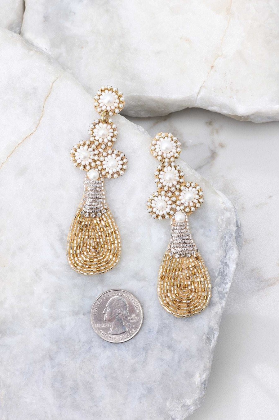 Jewelry Red Dress | Champagne Problems Beaded Earrings Gold