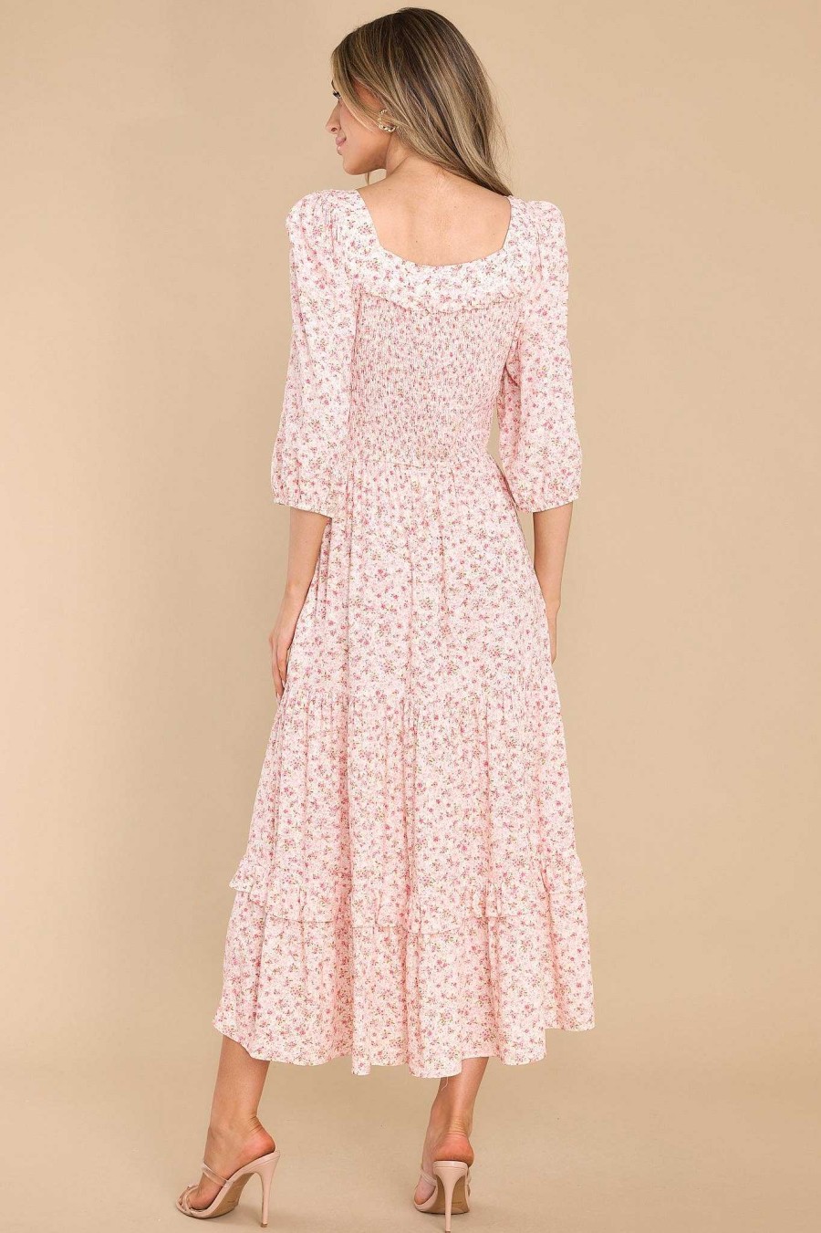Clothing Red Dress Floral Dresses | Meadow Miracles Floral Print Maxi Dress Pink