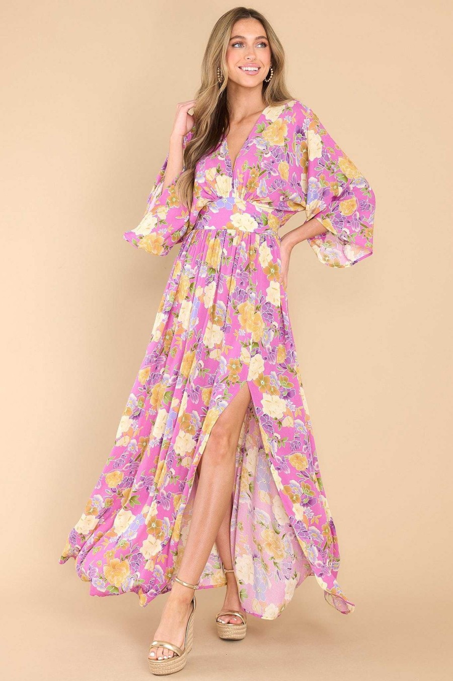 Clothing Red Dress Maxi Dresses | I Always Will Multi Floral Print Maxi Dress Pink