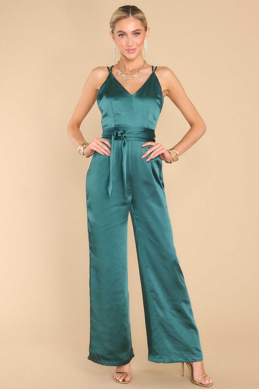 Clothing Red Dress Jumpsuits | Guest Of Honor Jumpsuit Emerald