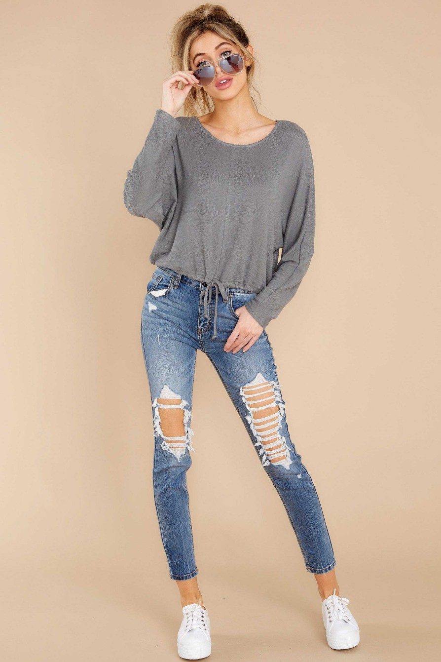 Clothing Z Supply Sweaters | Dollie Slub Sweater Top Ash Green