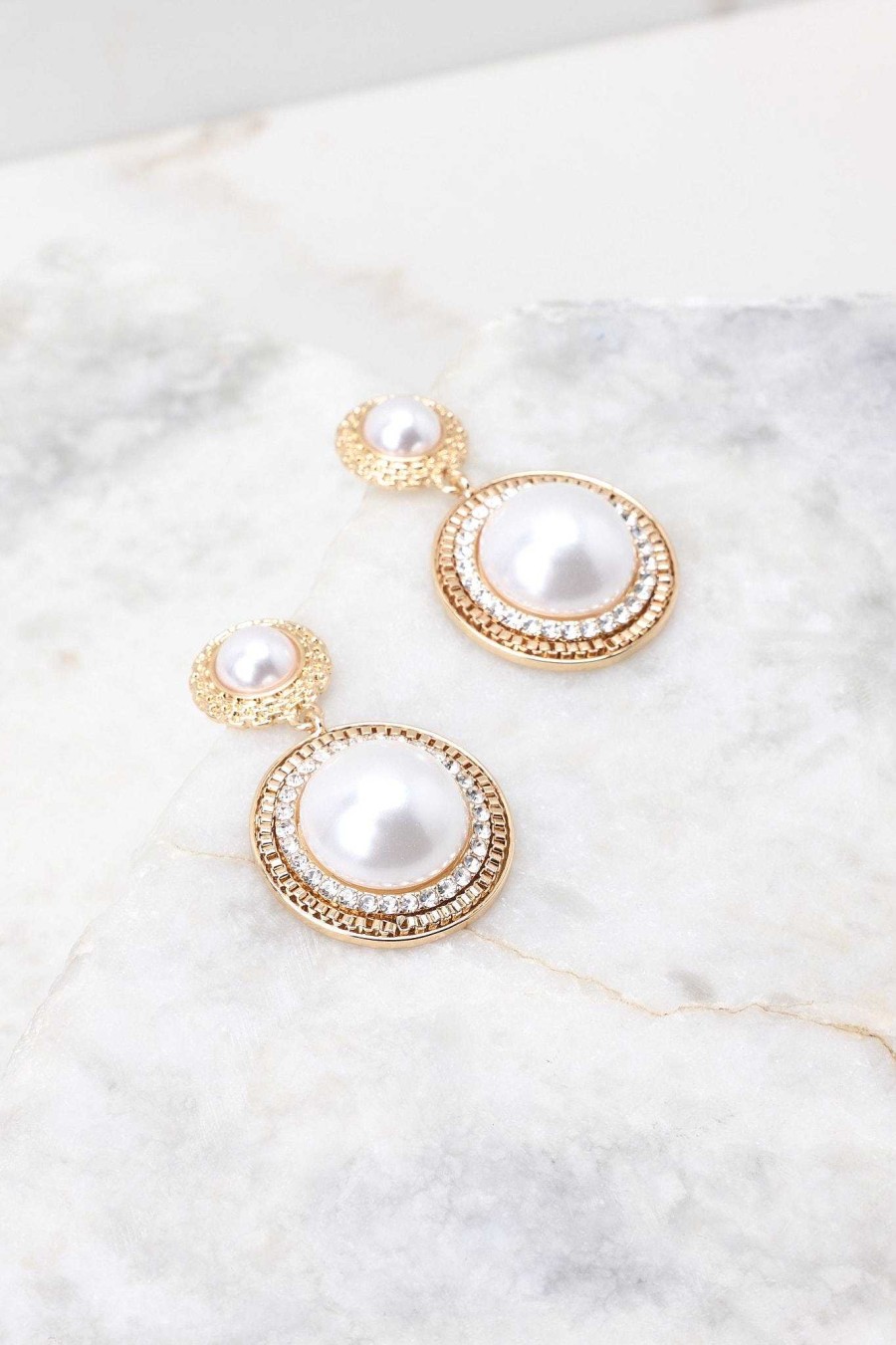 Jewelry Red Dress | Dropping By Pearl Earrings Gold