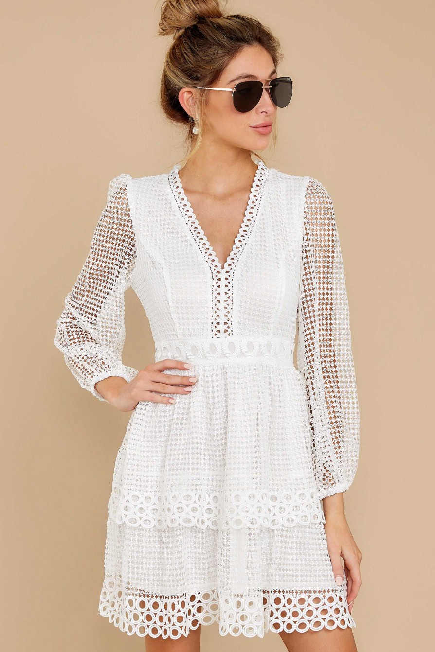 Clothing Red Dress Mini Dresses | I Feel Love Lace Dress White