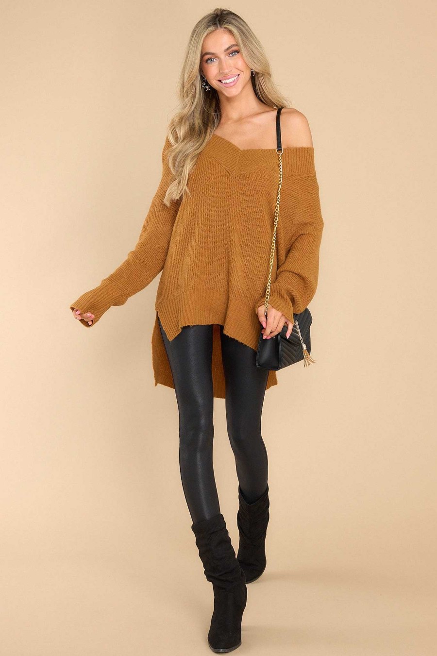 Clothing Red Dress Casual Tops | Together Again Sweater Caramel