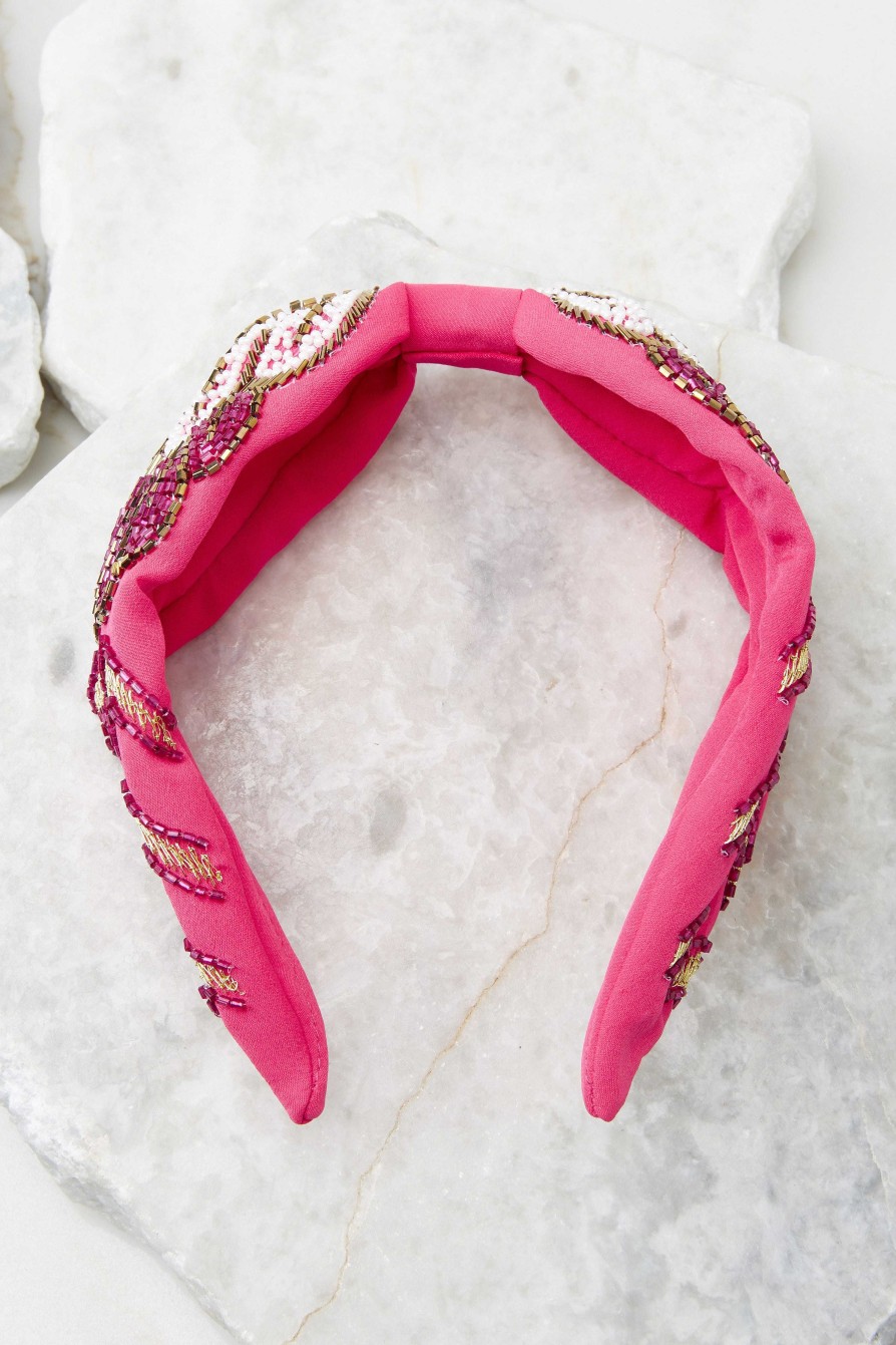 Accessories Treasure Jewels Hair Accessories | Paisley Floral Beaded Headband Pink