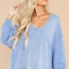 Clothing Z Supply Sweatshirts & Hoodies | Washed Sky Blue V-Neck Modern Weekender Washed Skyblue