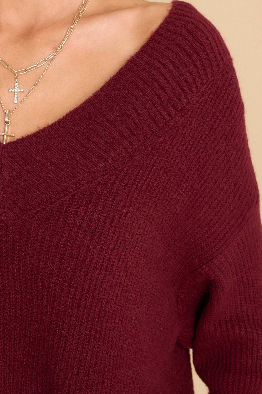 Clothing Red Dress Sweaters | Together Again Sweater Burgundy