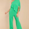 Clothing Red Dress Jumpsuits | Dreaming Of New One Shoulder Jumpsuit Green
