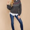 Clothing DO+BE Sweaters | To Be Fair-Isle Charcoal Sweater Grey