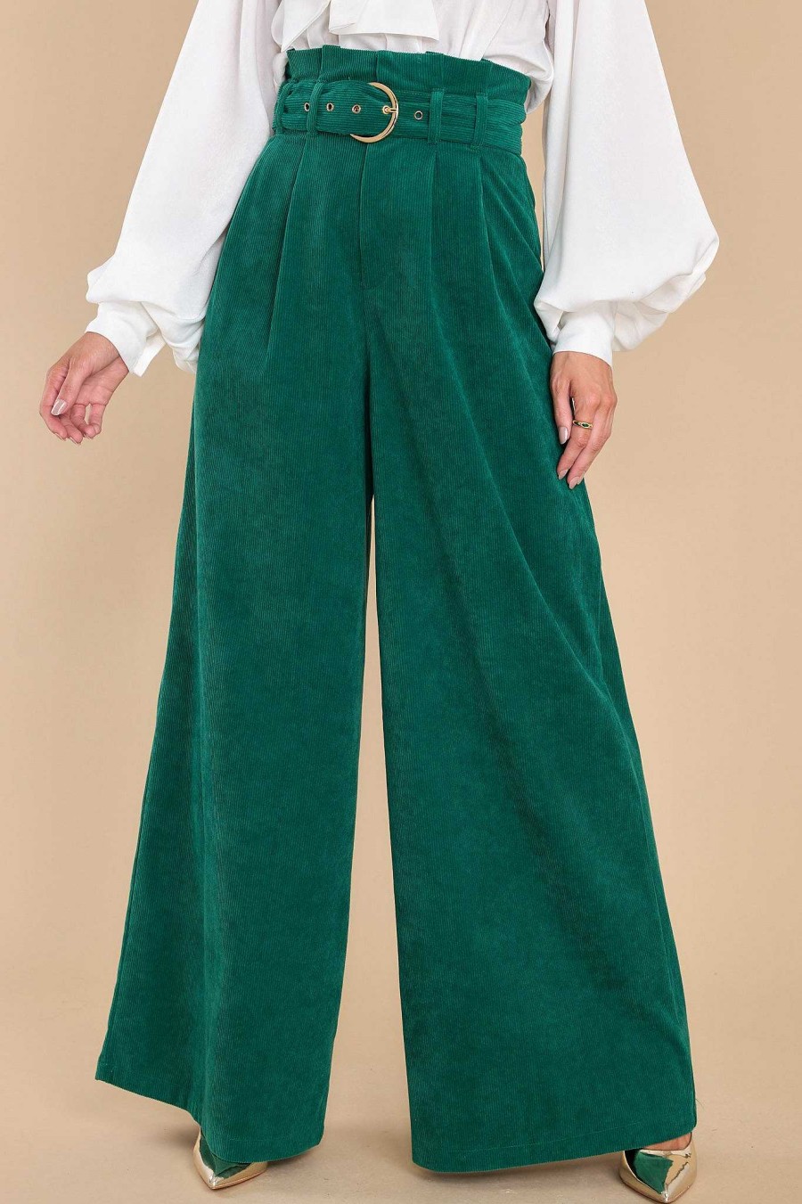 Clothing Aura Pants | Keeping It Classy Corduroy Pants Emerald
