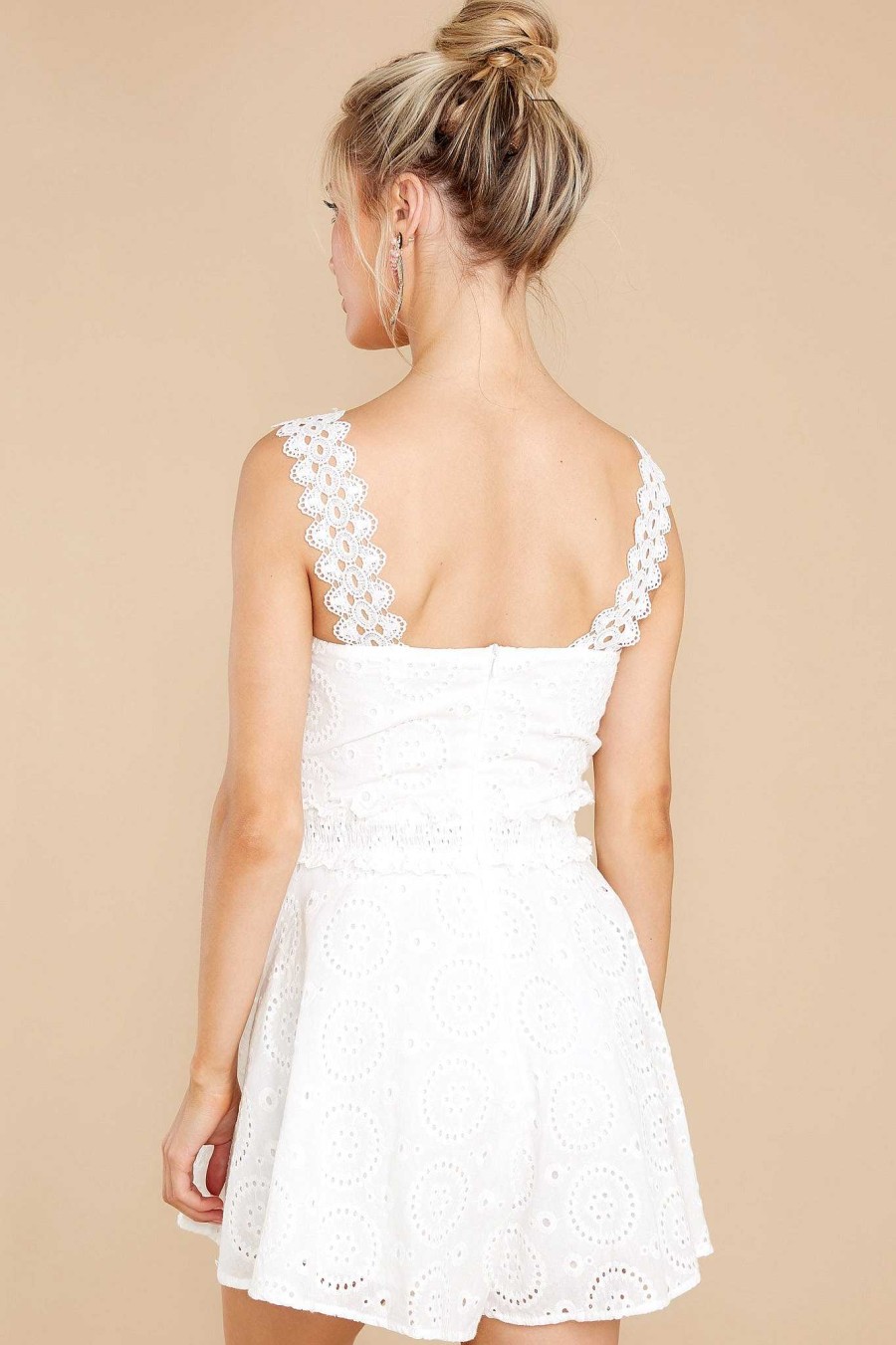 Clothing Red Dress Rompers | The Ways Of Love Eyelet Romper White
