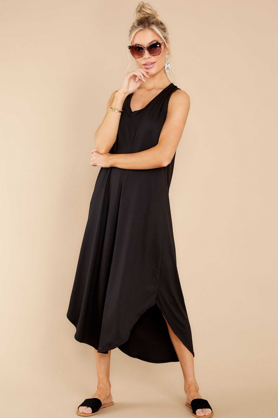 Clothing Aura Midi Dresses | Just Relax Midi Dress Black