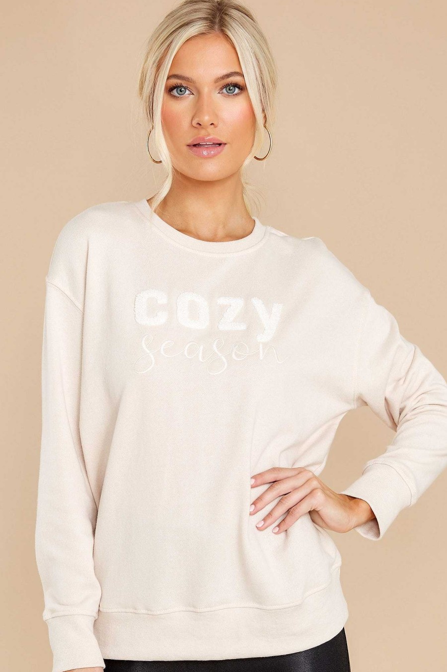 Clothing Red Dress Sweatshirts & Hoodies | It'S Cozy Season Sweatshirt Oatmeal