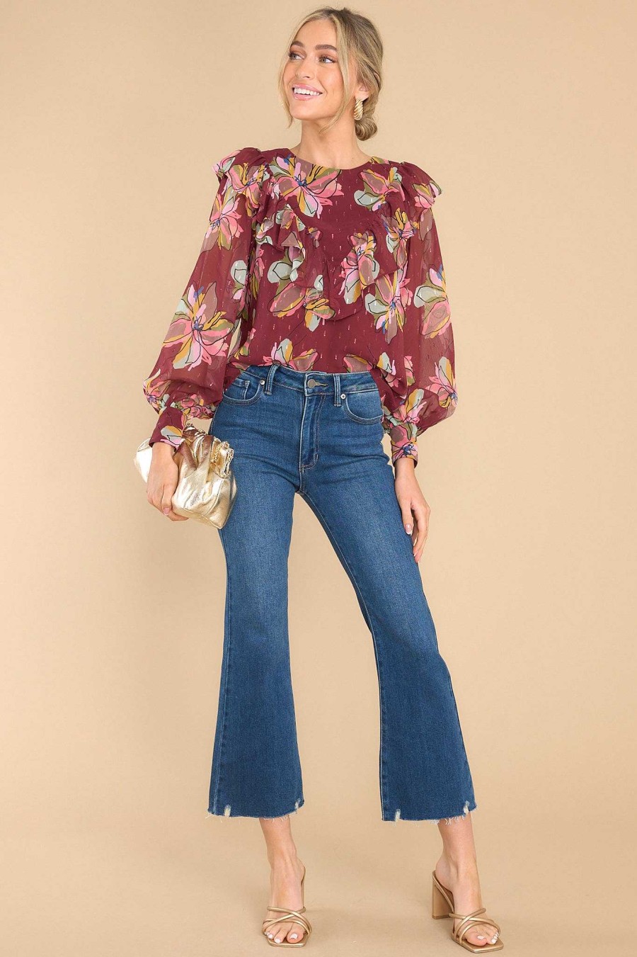 Clothing Crosby by Mollie Burch Blouses & Shirts | Flint Gallery Floral Top Wine