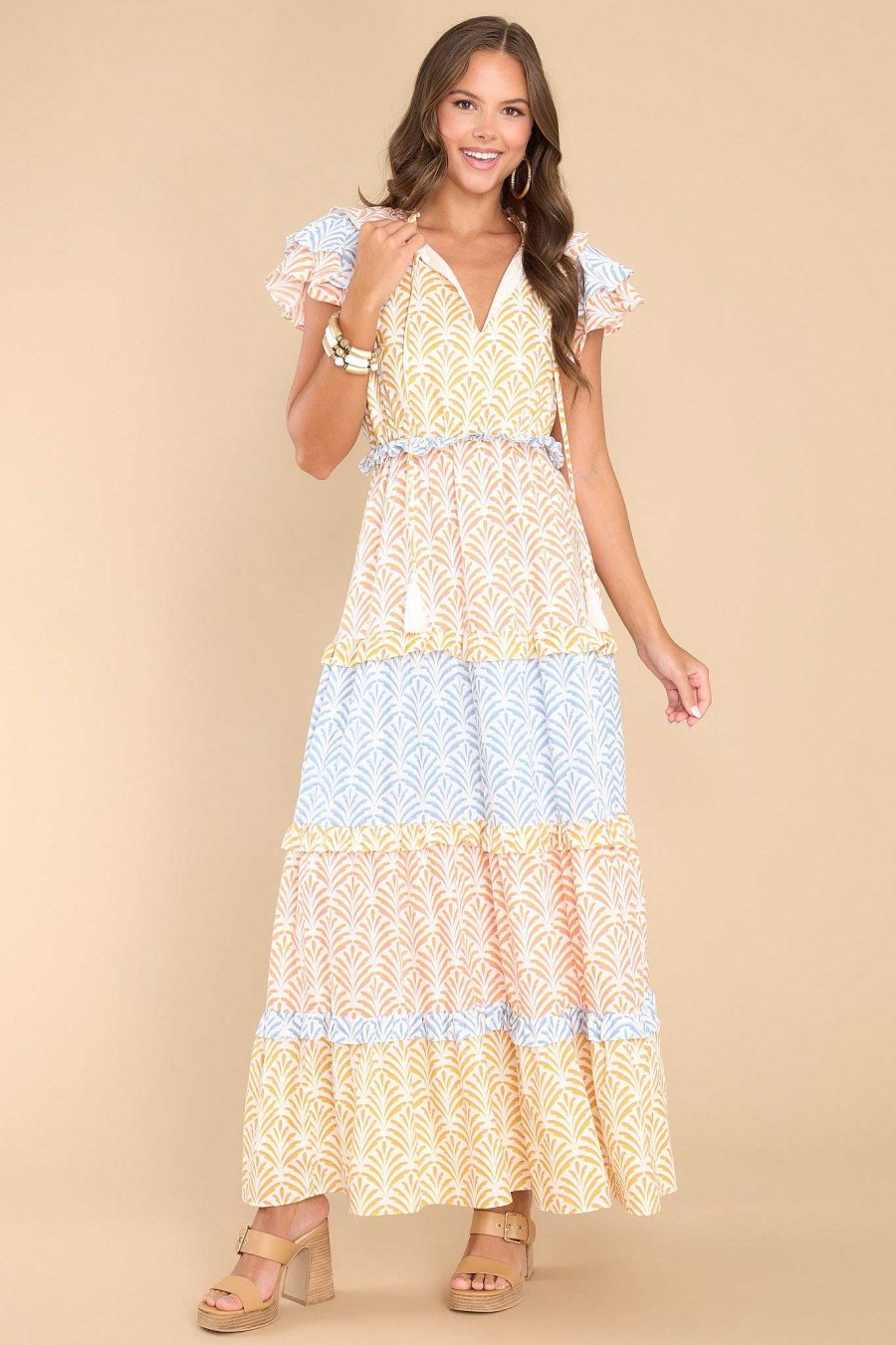 Clothing Aura Maxi Dresses | If You Dare Multi Print Maxi Dress Sunflower Yellow