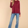 Clothing Red Dress Casual Tops | Bonfire Weekends Sweater Burgundy