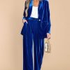 Clothing Aura Two Piece Sets | Boss Babe Velvet Blazer Royal Blue