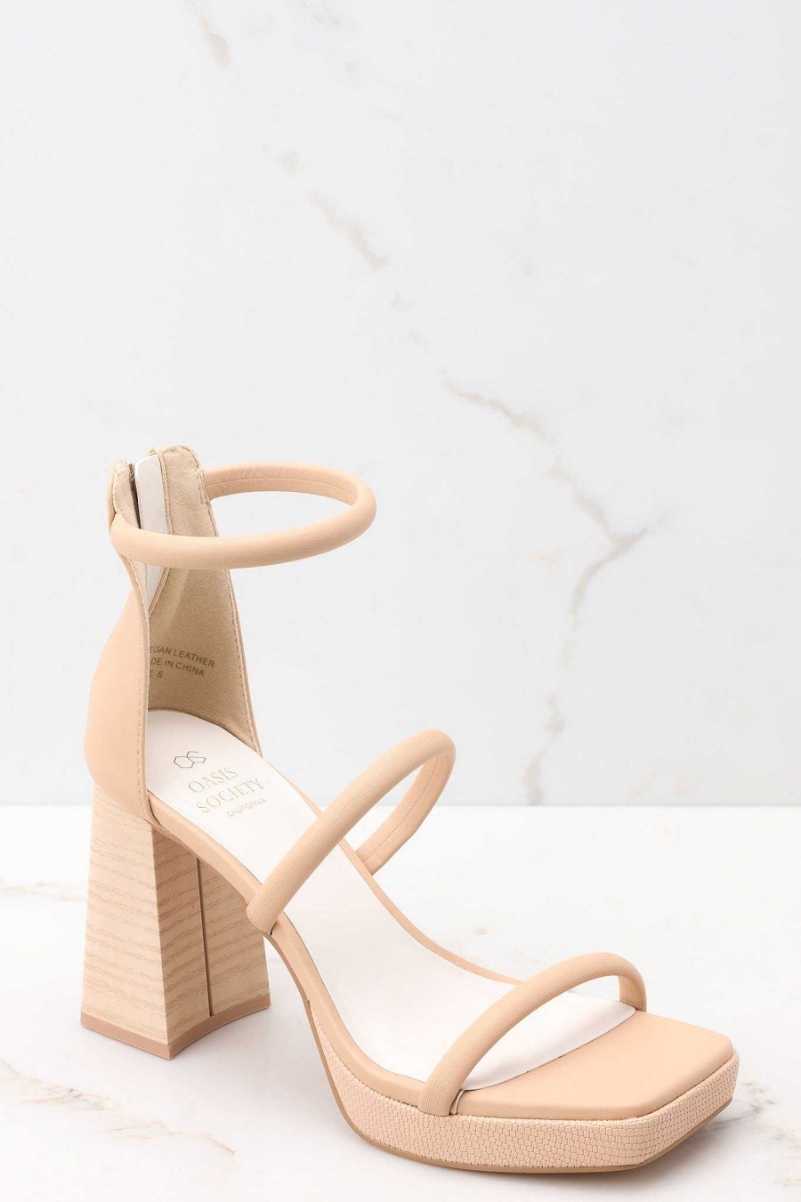 Shoes Red Dress Ankle Strap Heels | Classy Sensation Heels Beige