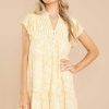 Clothing Red Dress Mini Dresses | Catch The Rain Floral Print Dress Yellow