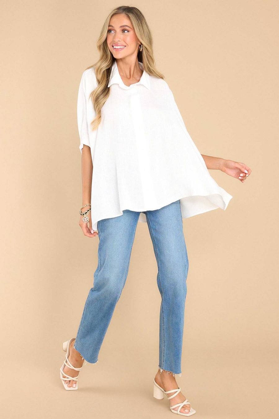 Clothing Red Dress Casual Tops | Always The One Top White