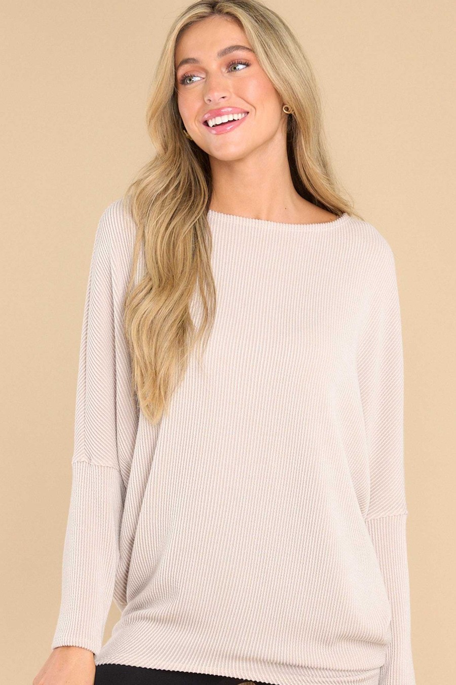 Clothing Red Dress Casual Tops | Refreshing Beauty Oatmeal Top Beige