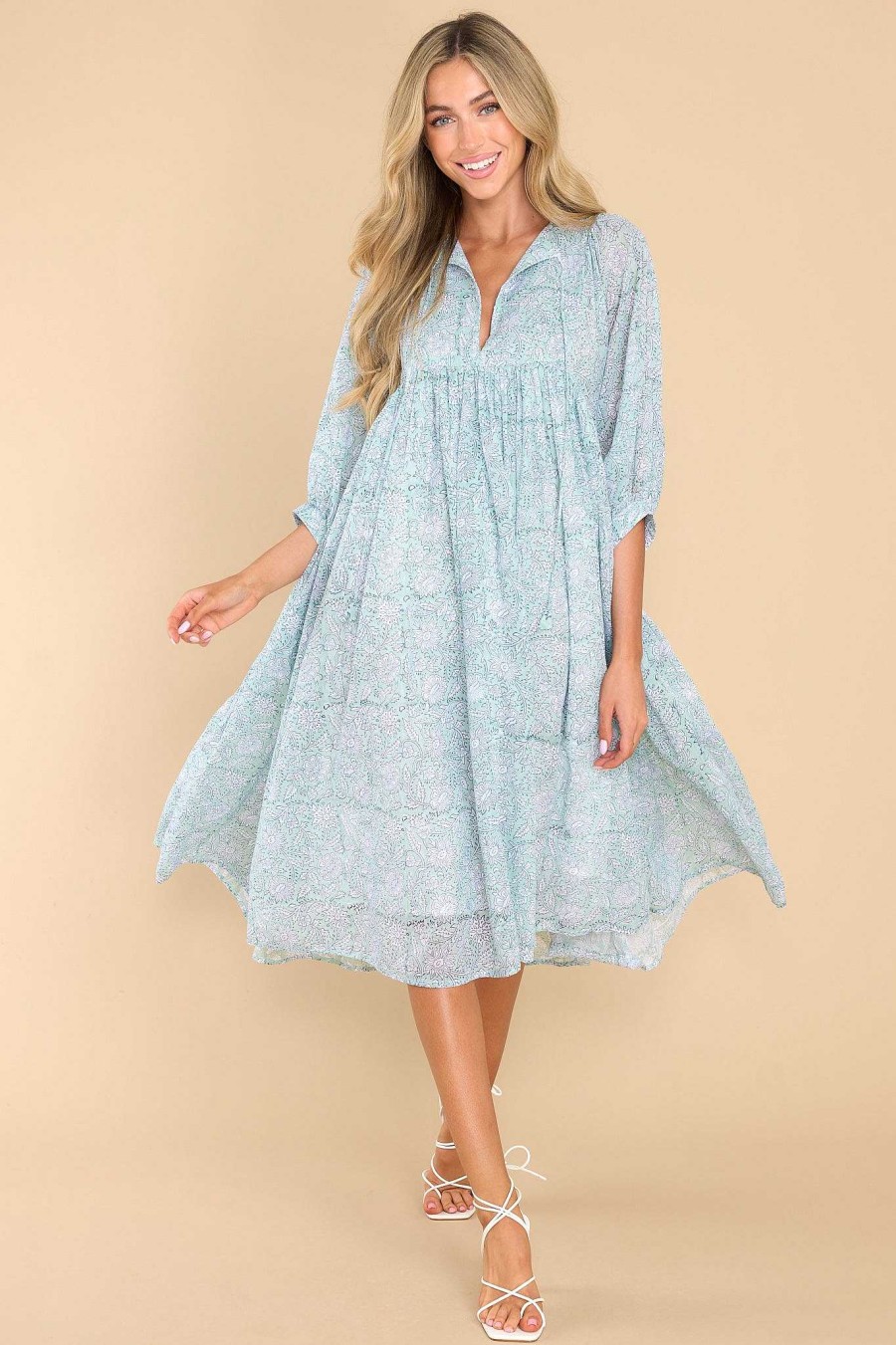 Clothing Victoria Dunn Midi Dresses | Clover Midi Dress Glacier