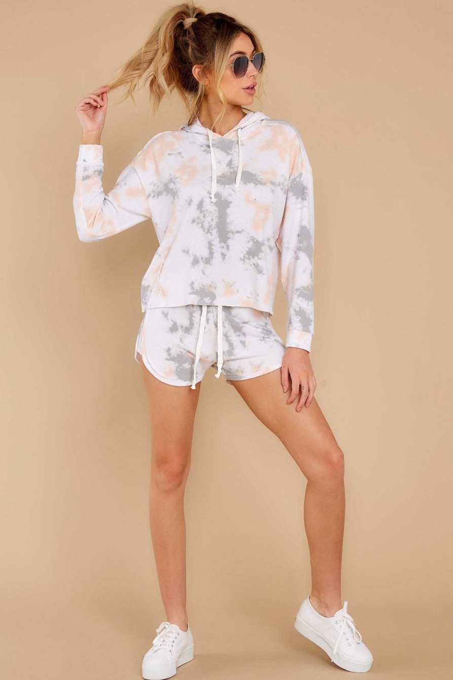 Clothing Red Dress Sweatshirts & Hoodies | Better Than Ever Multi Tie Dye Hoodie Peach