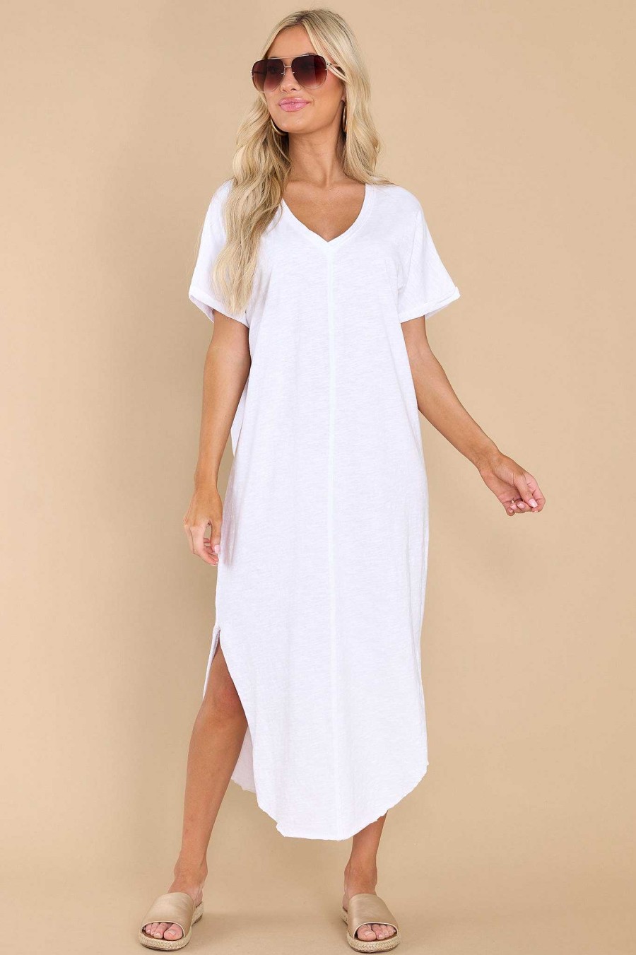 Clothing Z Supply Midi Dresses | Leia Slub Midi Dress White