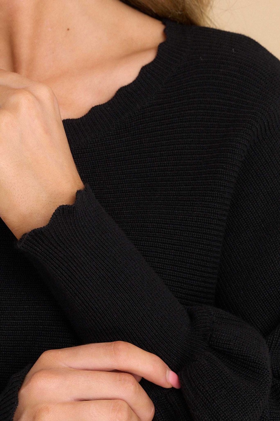 Clothing Olivia James The Label Casual Tops | Cleo Rib Knit Sweater Black