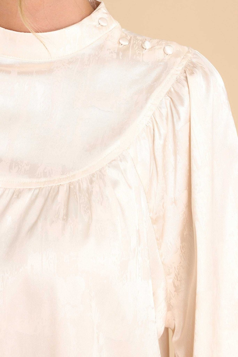 Clothing Aura Blouses & Shirts | Deserving Praise Satin Top Ivory