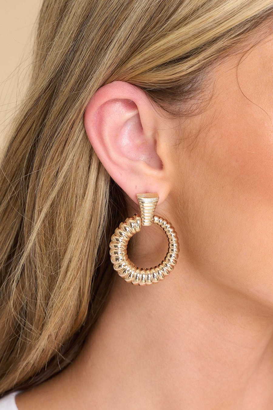 Jewelry Red Dress | Too Much Time Earrings Gold