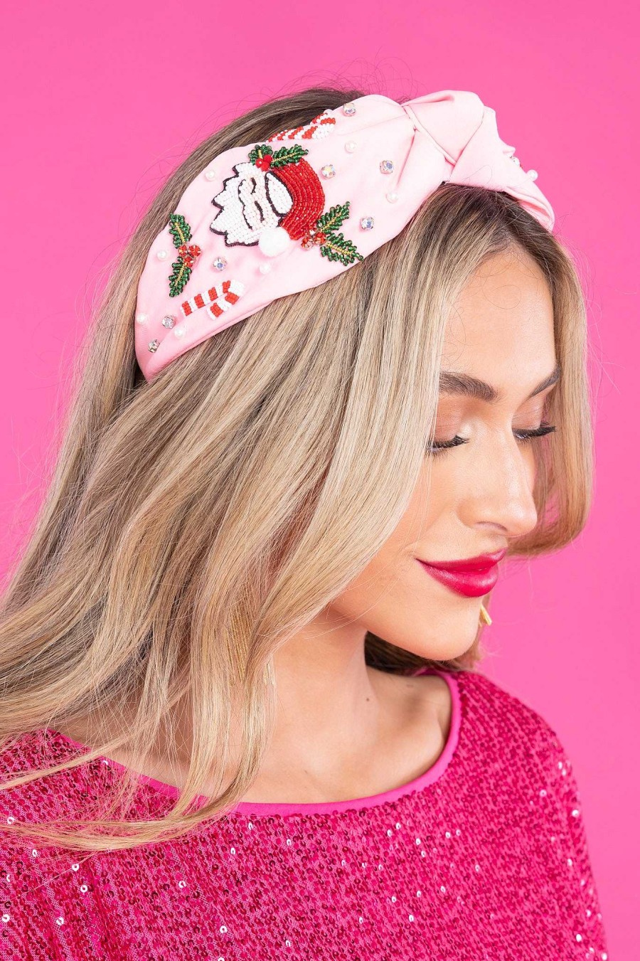 Accessories Red Dress Hair Accessories | Kissed Under The Mistletoe Headband Pink