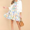 Clothing Red Dress Mini Dresses | Pampered Today Print Dress Blue