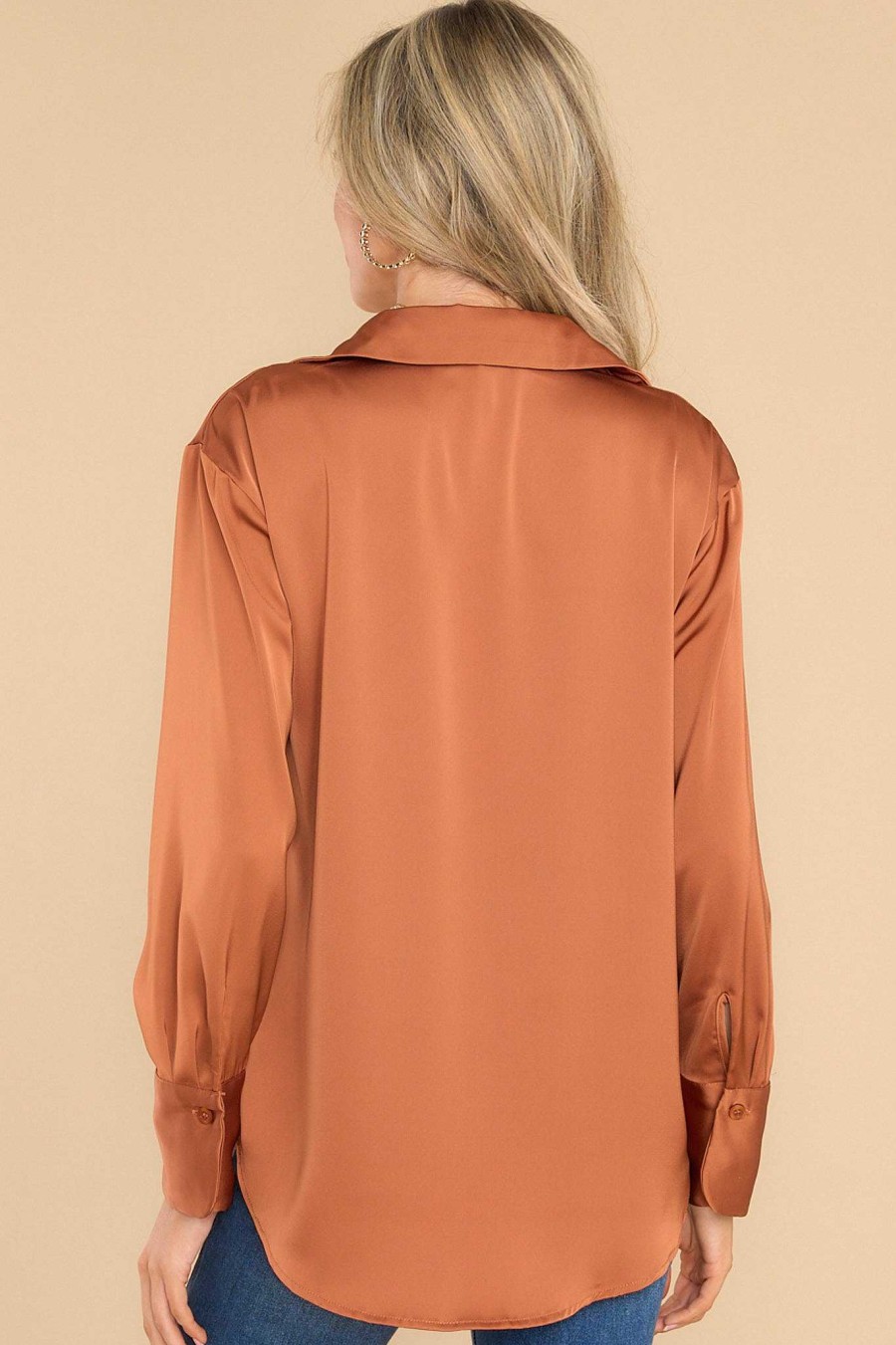 Clothing Red Dress Casual Tops | Graceful Impression Top Light Rust