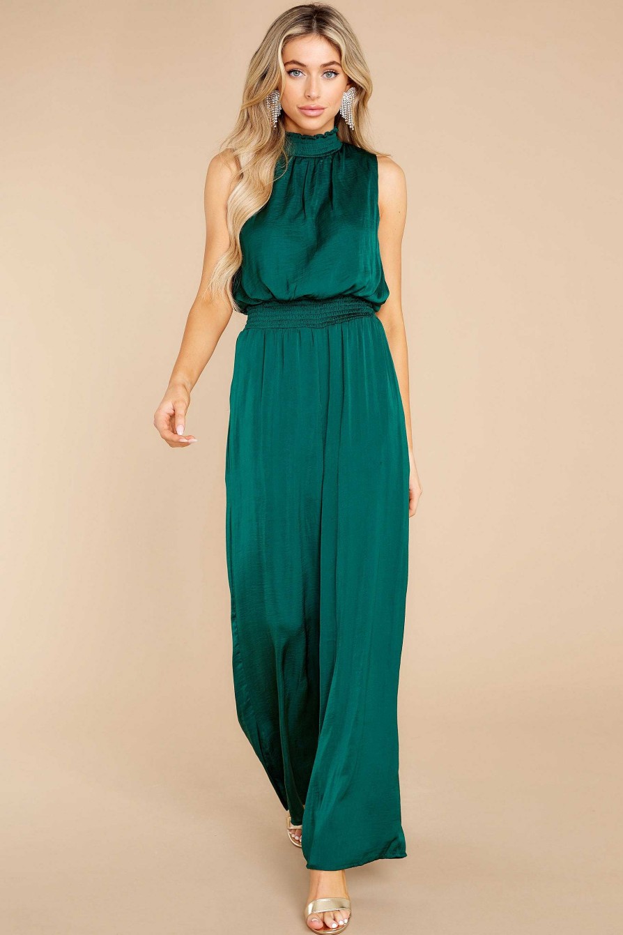 Clothing Red Dress Jumpsuits | Elegant Stride Jumpsuit Dark Green