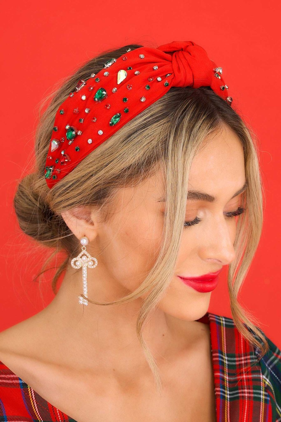 Accessories Red Dress Hair Accessories | On Santa'S Time Headband Red