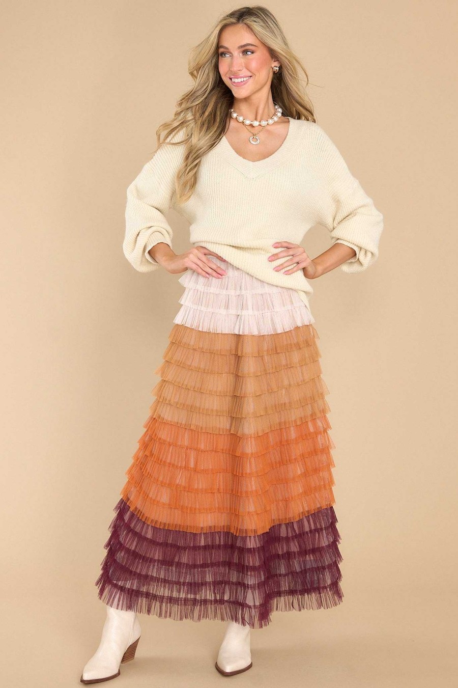 Clothing Aura Skirts | Break Down Walls Maxi Skirt Dark Rust