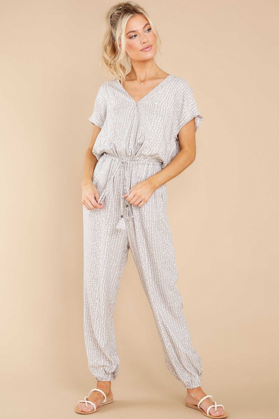 Clothing Red Dress Jumpsuits | Bold Direction Print Jumpsuit Taupe