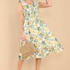 Clothing Red Dress Midi Dresses | Let'S Make Lemonade Print Midi Dress Yellow