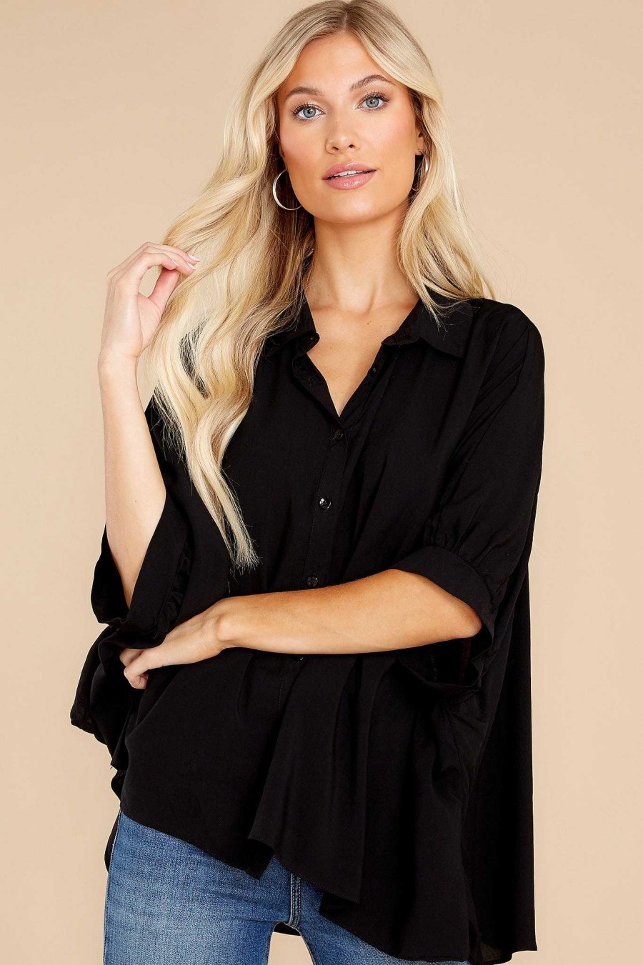 Clothing Red Dress Blouses & Shirts | Casual Goddess Top Black