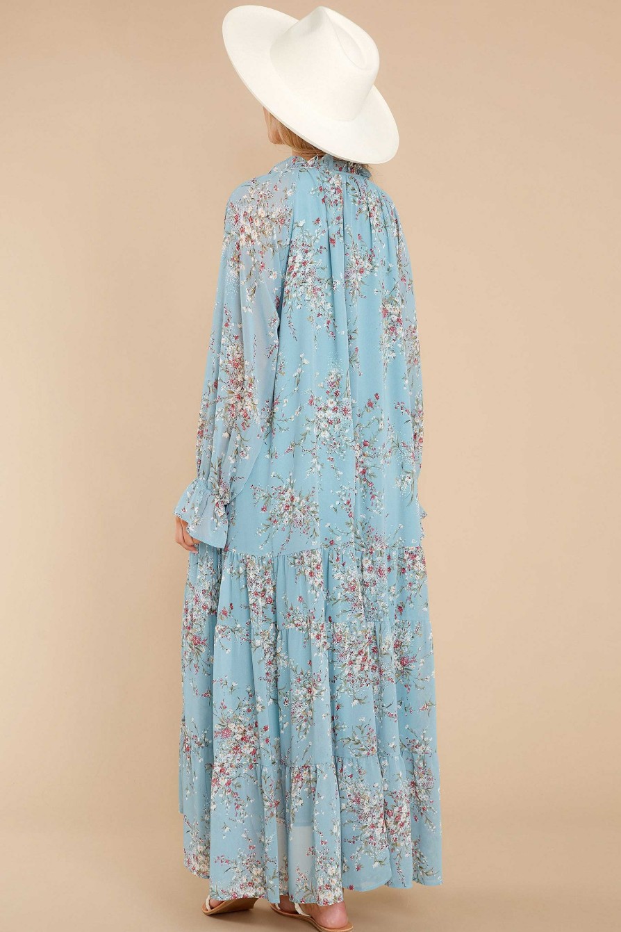 Clothing Red Dress Maxi Dresses | Listen To Your Heart And White Floral Print Maxi Dress Blue