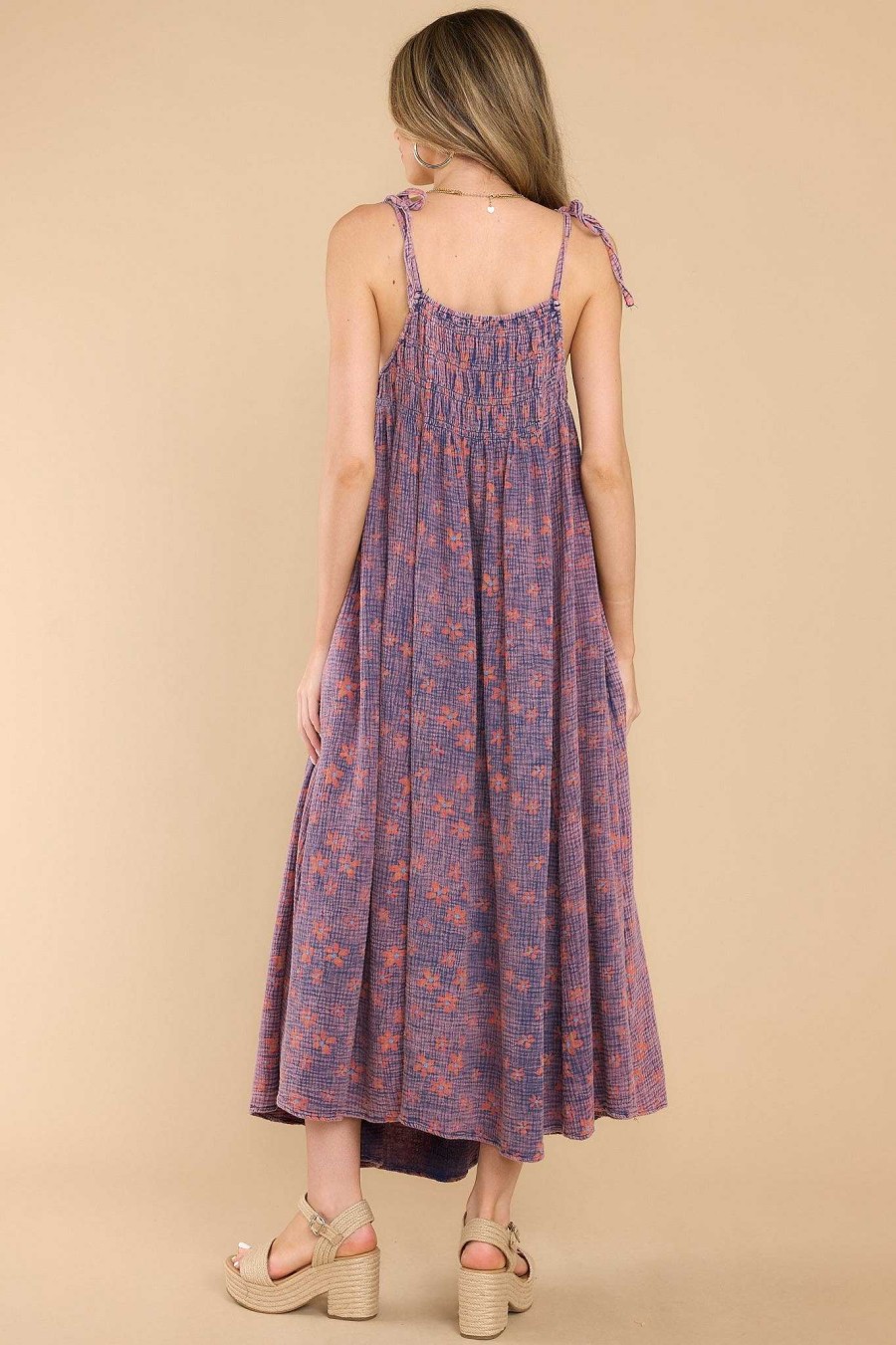 Clothing Red Dress Maxi Dresses | Only A Dream Floral Maxi Dress Navy