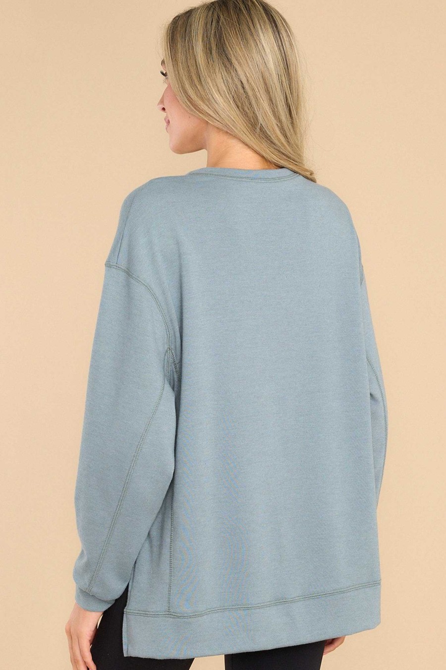 Clothing Red Dress Casual Tops | Simple Solutions Top Dusty Blue
