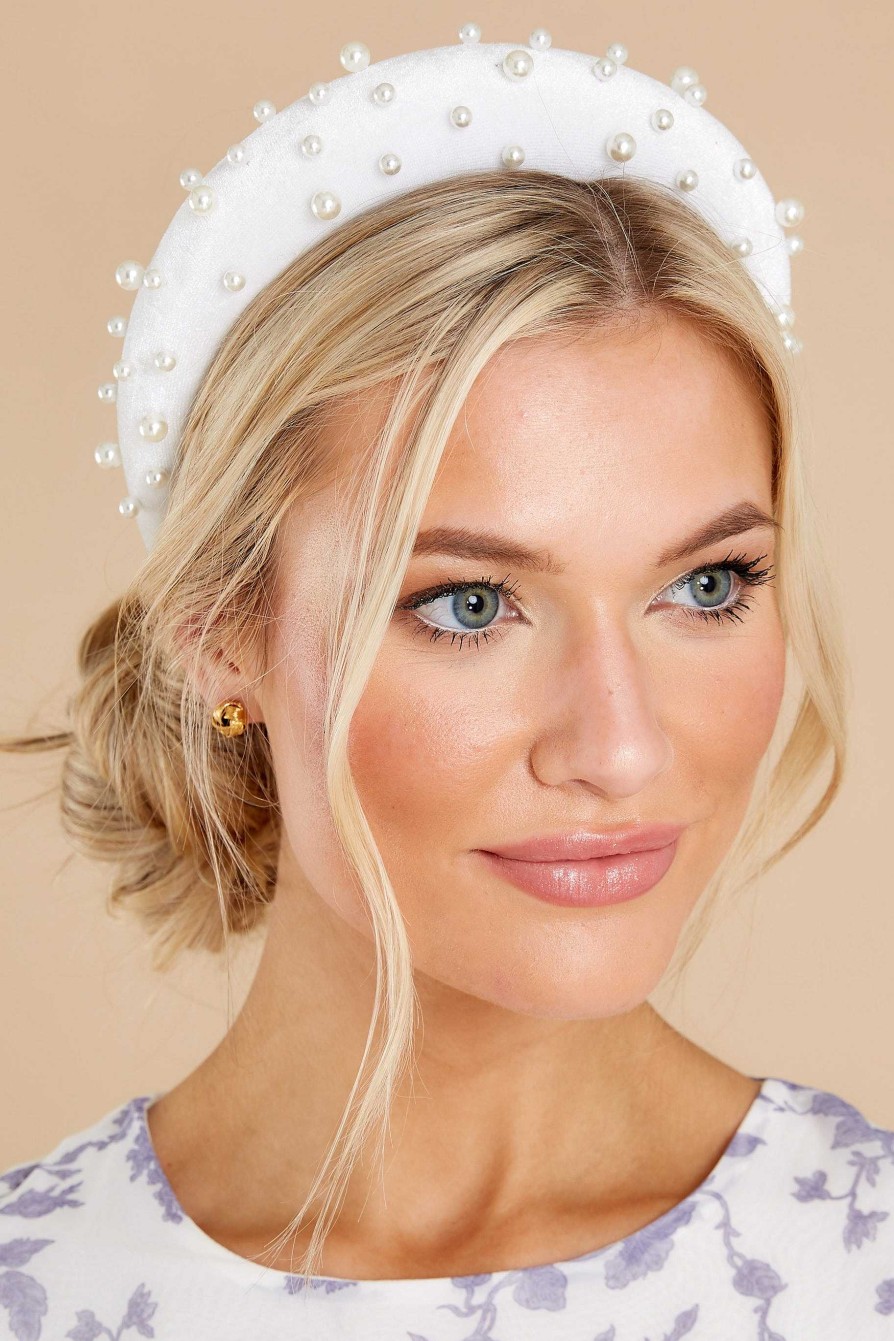 Accessories Red Dress Hair Accessories | Inevitable Glow Pearl Headband White