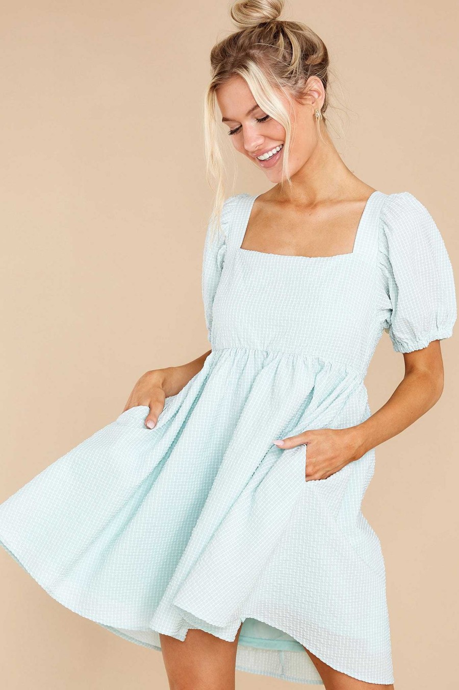 Clothing Red Dress Mini Dresses | One Kiss Away Dress Light Blue