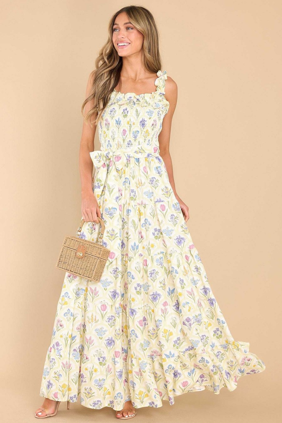 Clothing Aura Maxi Dresses | Simply Lovestruck Floral Print Maxi Dress Ivory
