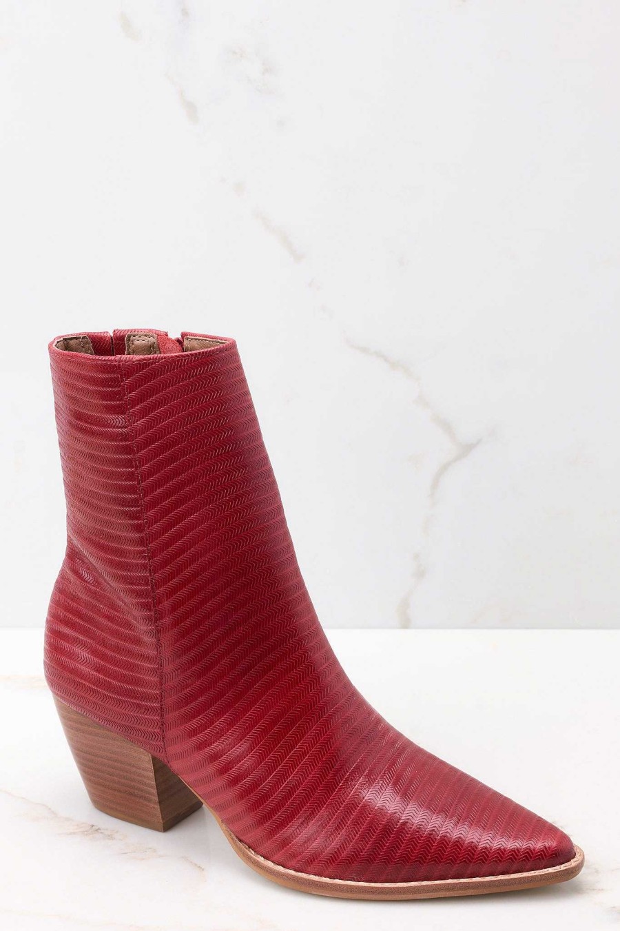 Shoes Matisse Ankle Booties | Caty Cherry Rope Leather Ankle Boots Red
