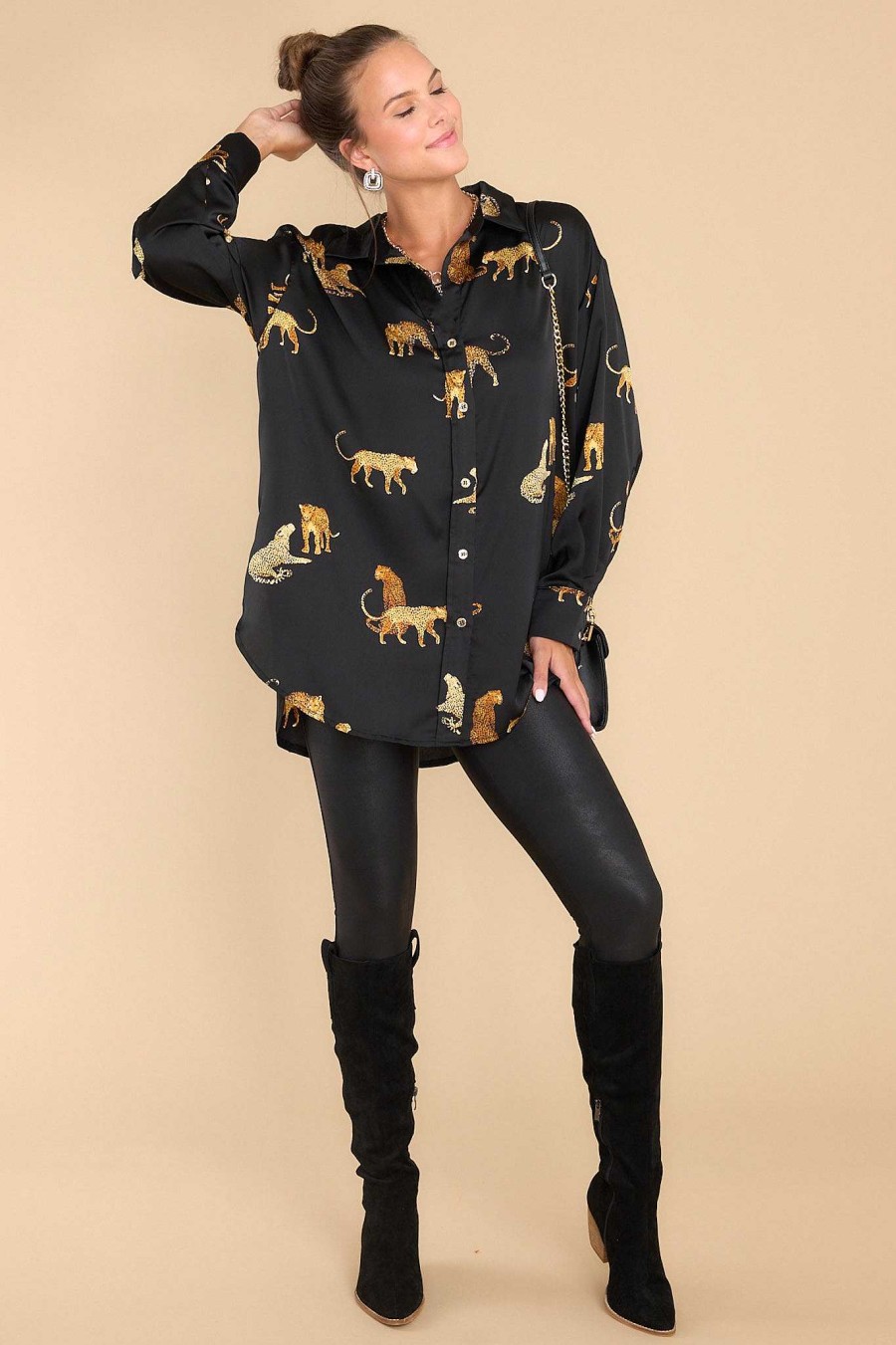 Clothing Red Dress Casual Tops | Into The Wild Top Black